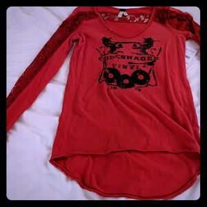 We the free long sleeve graphic tee with lace